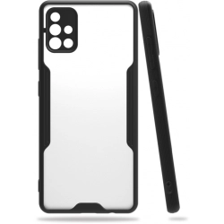 Samsung Galaxy A71 Kılıf Renkli Silikon Kamera Lens Korumalı Şeffaf Parfe Kapak - Siyah
