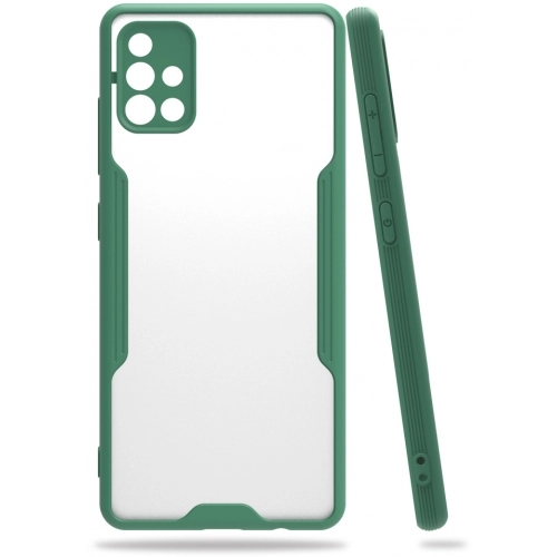 Samsung Galaxy A71 Kılıf Renkli Silikon Kamera Lens Korumalı Şeffaf Parfe Kapak - Yeşil