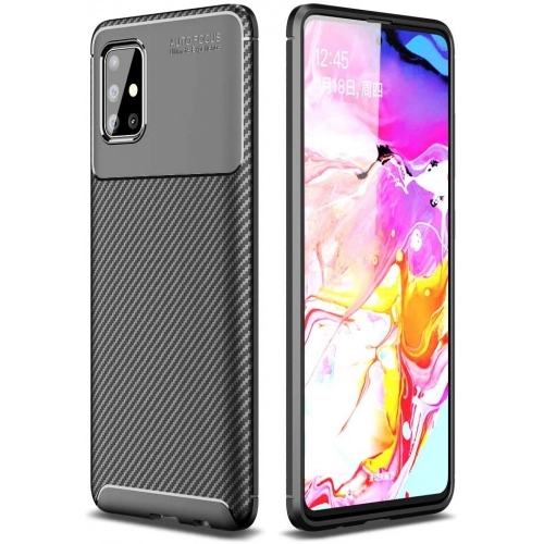 Samsung Galaxy A71 Kılıf Silikon Parmak İzi Bırakmayan Karbon Soft Negro Kapak - Siyah