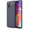 Samsung Galaxy A71 Kılıf Deri Görünümlü Lüks Parmak İzi Bırakmaz Niss Silikon Kapak - Lacivert