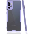 Samsung Galaxy A72 Kılıf Renkli Silikon Kamera Lens Korumalı Şeffaf Parfe Kapak - Lila