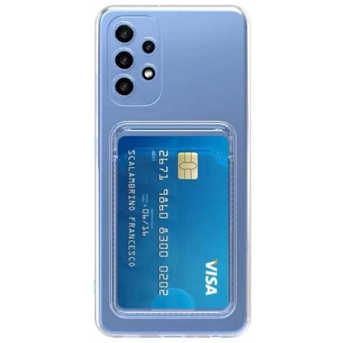 Samsung Galaxy A72 Kılıf Kartlıklı Şeffaf Esnek Silikon Kamera Korumalı