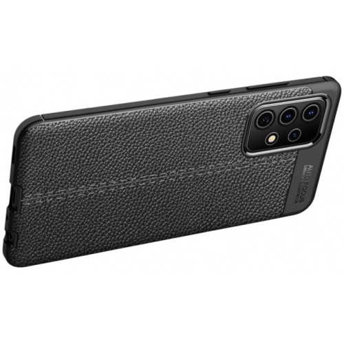 Samsung Galaxy A72 Kılıf Deri Görünümlü Lüks Parmak İzi Bırakmaz Niss Silikon Kapak - Siyah