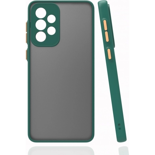 Samsung Galaxy A73 Kılıf Kamera Korumalı Arkası Şeffaf Mat Silikon Kapak - Koyu Yeşil