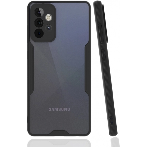 Samsung Galaxy A73 Kılıf Renkli Silikon Kamera Lens Korumalı Şeffaf Parfe Kapak - Siyah