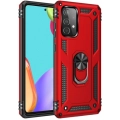 Samsung Galaxy A73 Kılıf Silikon Zırhlı Standlı Yüzüklü Mıknatıslı Tank Kapak - Kırmızı