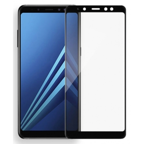 Samsung Galaxy A8 2018 Kırılmaz Cam Tam Kapatan Kenarları Kırılmaya Dayanıklı Cam Ekran Koruyucu - Siyah