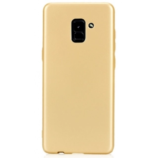 Samsung Galaxy A8 2018 Kılıf İnce Soft Mat Renkli Esnek Silikon Kapak - Gold