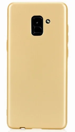 Samsung Galaxy A8 2018 Kılıf İnce Mat Esnek Silikon - Gold