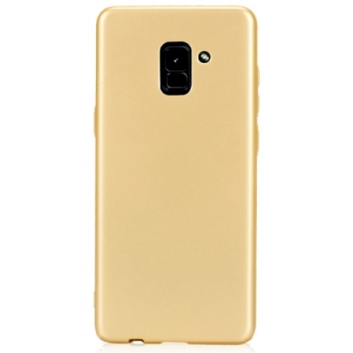 Samsung Galaxy A8 2018 Kılıf İnce Soft Mat Renkli Esnek Silikon Kapak - Gold