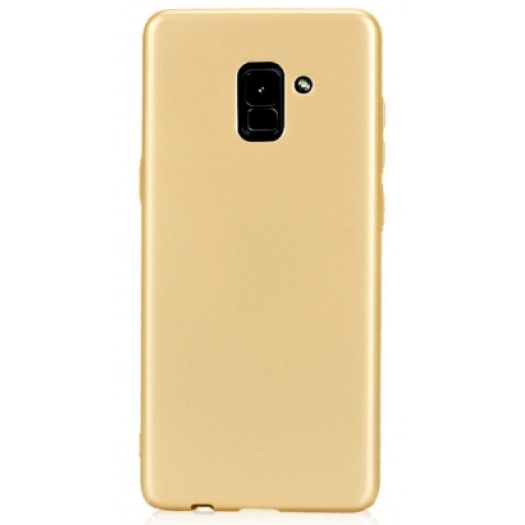 Samsung Galaxy A8 2018 Kılıf İnce Soft Mat Renkli Esnek Silikon Kapak - Gold