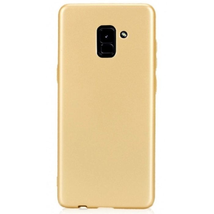 Samsung Galaxy A8 2018 Kılıf İnce Soft Mat Renkli Esnek Silikon Kapak - Gold