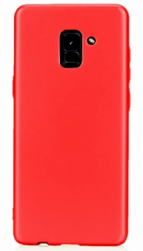 Samsung Galaxy A8 2018 Kılıf İnce Mat Esnek Silikon - Kırmızı