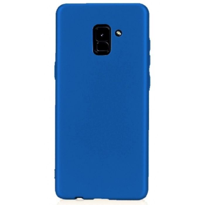 Samsung Galaxy A8 2018 Kılıf İnce Soft Mat Renkli Esnek Silikon Kapak - Lacivert