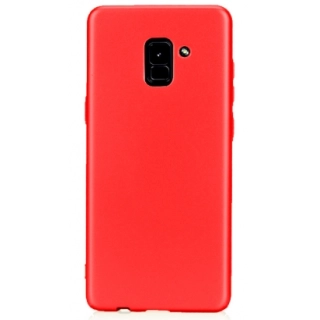 Samsung Galaxy A8 2018 Plus Kılıf İnce Soft Mat Renkli Esnek Silikon Kapak - Kırmızı