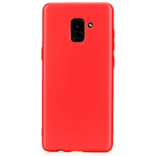 Samsung Galaxy A8 2018 Plus Kılıf İnce Soft Mat Renkli Esnek Silikon Kapak - Kırmızı