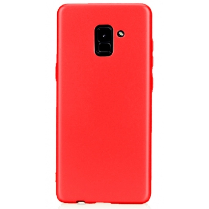 Samsung Galaxy A8 2018 Plus Kılıf İnce Soft Mat Renkli Esnek Silikon Kapak - Kırmızı