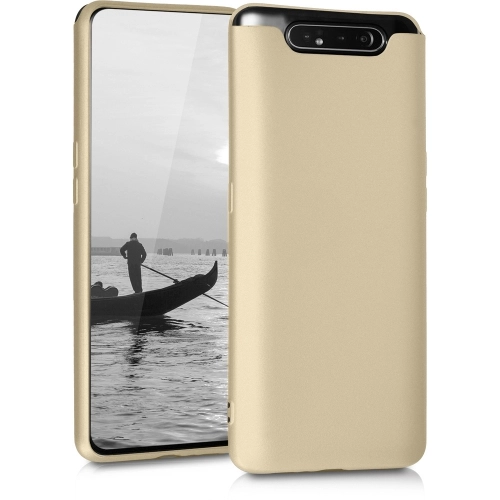 Samsung Galaxy A80 Kılıf İnce Soft Mat Renkli Esnek Silikon Kapak - Gold