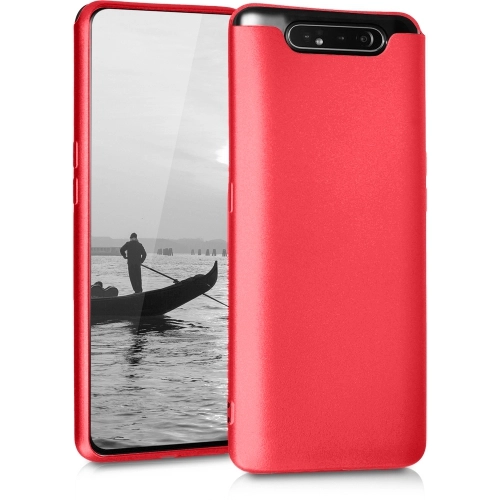 Samsung Galaxy A80 Kılıf İnce Soft Mat Renkli Esnek Silikon Kapak - Kırmızı