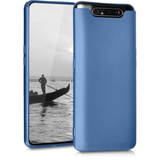 Samsung Galaxy A80 Kılıf İnce Soft Mat Renkli Esnek Silikon Kapak - Lacivert