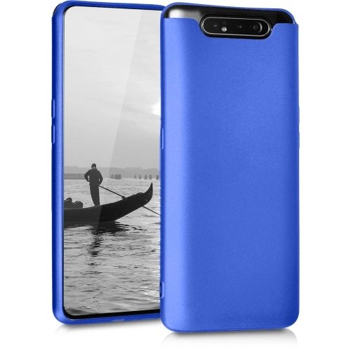 Samsung Galaxy A80 Kılıf İnce Soft Mat Renkli Esnek Silikon Kapak - Mavi