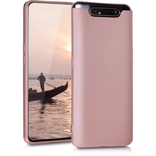 Samsung Galaxy A80 Kılıf İnce Soft Mat Renkli Esnek Silikon Kapak - Rose Gold
