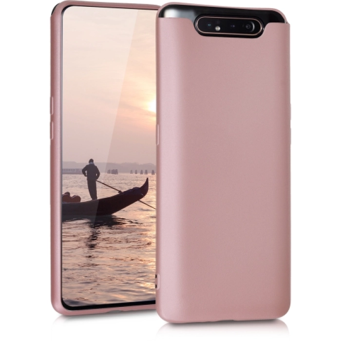 Samsung Galaxy A80 Kılıf İnce Soft Mat Renkli Esnek Silikon Kapak - Rose Gold