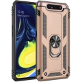 Samsung Galaxy A80 Kılıf Silikon Zırhlı Standlı Yüzüklü Mıknatıslı Tank Kapak - Gold