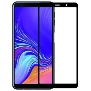 Samsung Galaxy A9 2018 Kırılmaz Cam Tam Kapatan Kenarları Kırılmaya Dayanıklı Cam Ekran Koruyucu - Siyah