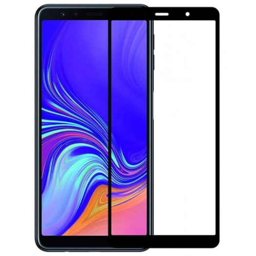 Samsung Galaxy A9 2018 Kırılmaz Cam Tam Kapatan Kenarları Kırılmaya Dayanıklı Cam Ekran Koruyucu - Siyah
