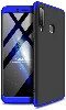Samsung Galaxy A9 2018 Kılıf 3 Parçalı 360 Tam Korumalı Rubber AYS Kapak  - Mavi - Siyah