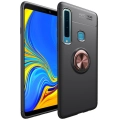 Samsung Galaxy A9 2018 Kılıf Renkli Silikon Yüzüklü Standlı Auto Focus Ravel Kapak - Rose Gold