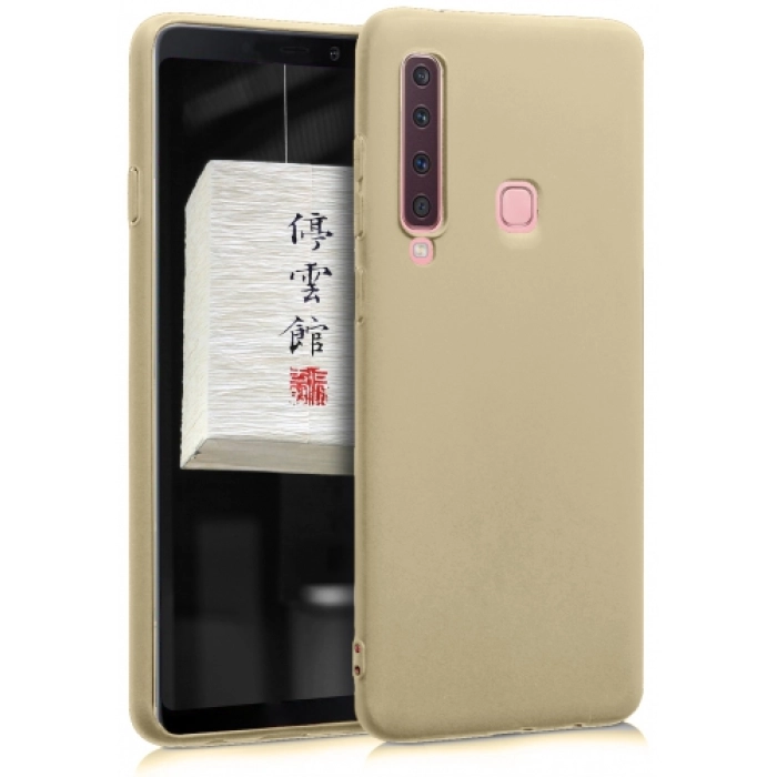 Samsung Galaxy A9 2018 Kılıf İnce Soft Mat Renkli Esnek Silikon Kapak - Gold