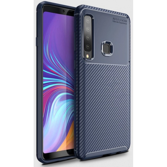 Samsung Galaxy A9 2018 Kılıf Silikon Parmak İzi Bırakmayan Karbon Soft Negro Kapak - Lacivert