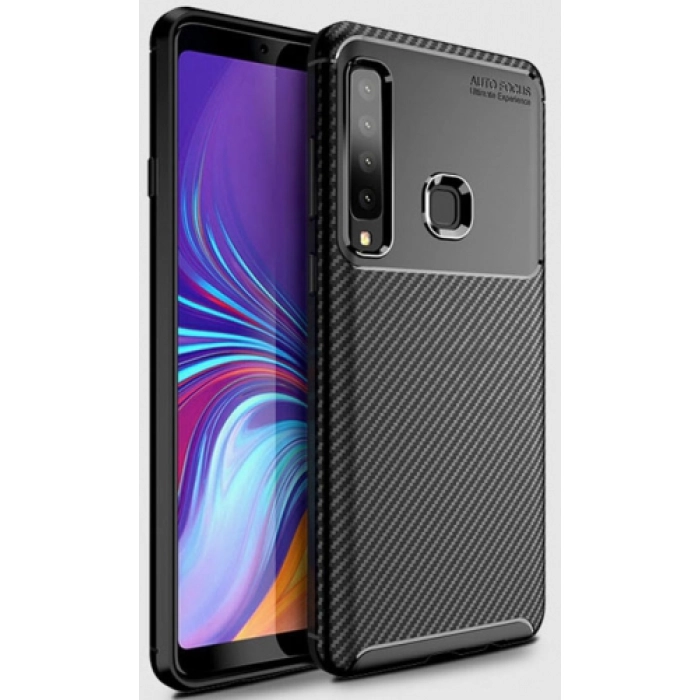 Samsung Galaxy A9 2018 Kılıf Silikon Parmak İzi Bırakmayan Karbon Soft Negro Kapak - Siyah