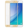 Samsung Galaxy C7 Pro Ekran Koruyucu Fiber Tam Kaplayan Nano - Gold