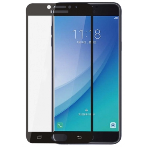 Samsung Galaxy C7 Pro Ekran Koruyucu Fiber Tam Kaplayan Nano - Siyah