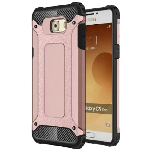 Samsung Galaxy C9 Pro Kılıf Zırhlı Tank Crash Silikon Kapak - Pembe