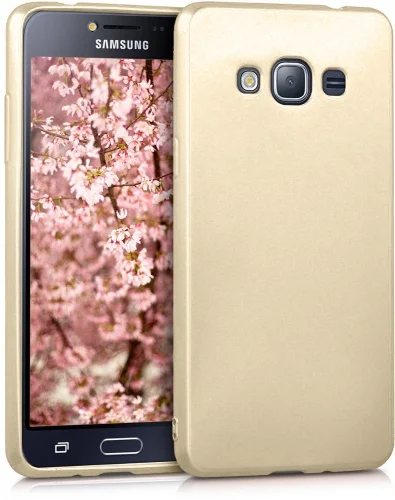 Samsung Galaxy Grand Prime Plus Kılıf İnce Mat Esnek Silikon - Gold