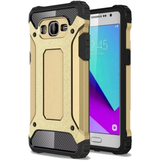 Samsung Galaxy J2 Prime Kılıf Zırhlı Tank Crash Silikon Kapak - Gold