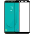 Samsung Galaxy J4 Plus 2018 Kırılmaz Cam Tam Kapatan Kenarları Kırılmaya Dayanıklı Cam Ekran Koruyucu - Siyah