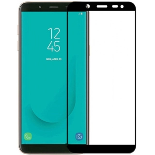 Samsung Galaxy J4 Plus 2018 Kırılmaz Cam Tam Kapatan Kenarları Kırılmaya Dayanıklı Cam Ekran Koruyucu - Siyah