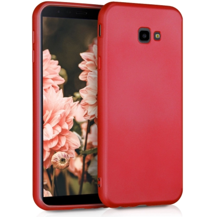 Samsung Galaxy J4 Plus 2018 Kılıf İnce Soft Mat Renkli Esnek Silikon Kapak - Kırmızı