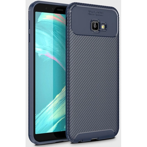 Samsung Galaxy J4 Plus 2018 Kılıf Silikon Parmak İzi Bırakmayan Karbon Soft Negro Kapak - Lacivert