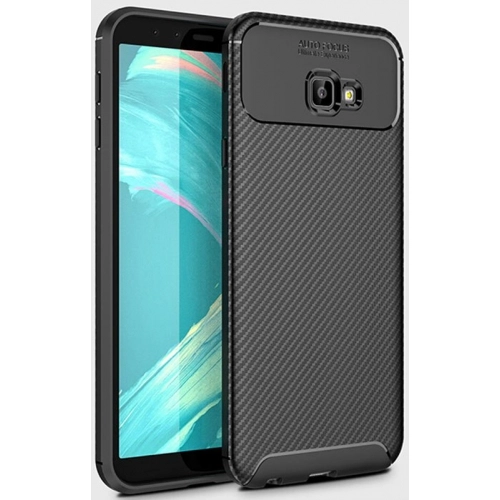 Samsung Galaxy J4 Plus 2018 Kılıf Silikon Parmak İzi Bırakmayan Karbon Soft Negro Kapak - Siyah