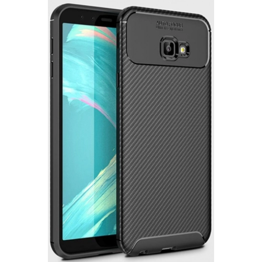 Samsung Galaxy J4 Plus 2018 Kılıf Silikon Parmak İzi Bırakmayan Karbon Soft Negro Kapak - Siyah