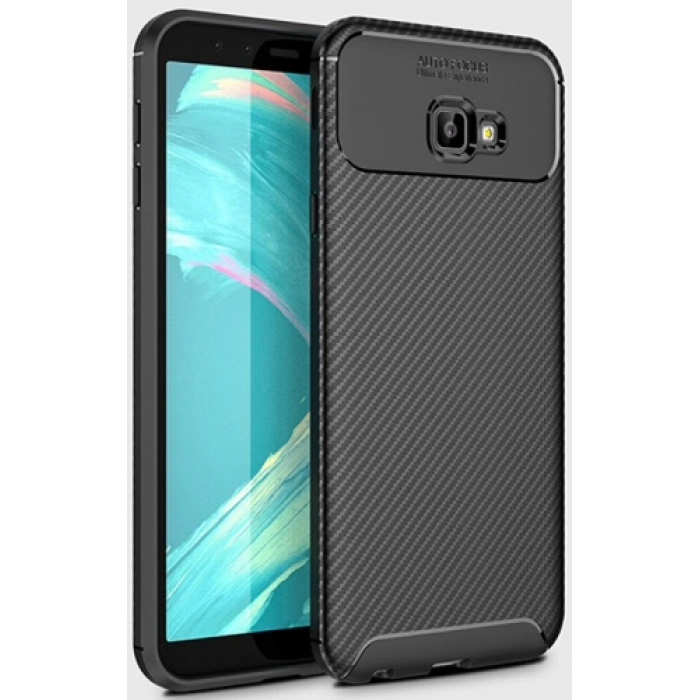 Samsung Galaxy J4 Plus 2018 Kılıf Silikon Parmak İzi Bırakmayan Karbon Soft Negro Kapak - Siyah