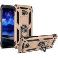 Samsung Galaxy J4 Plus 2018 Kılıf Silikon Zırhlı Standlı Yüzüklü Mıknatıslı Tank Kapak - Gold