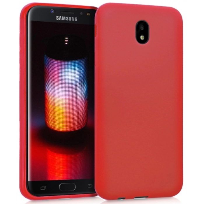 Samsung Galaxy J5 Pro Kılıf İnce Soft Mat Renkli Esnek Silikon Kapak - Kırmızı