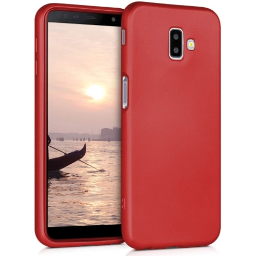 Samsung Galaxy J6 Plus 2018 Kılıf İnce Soft Mat Renkli Esnek Silikon Kapak - Kırmızı